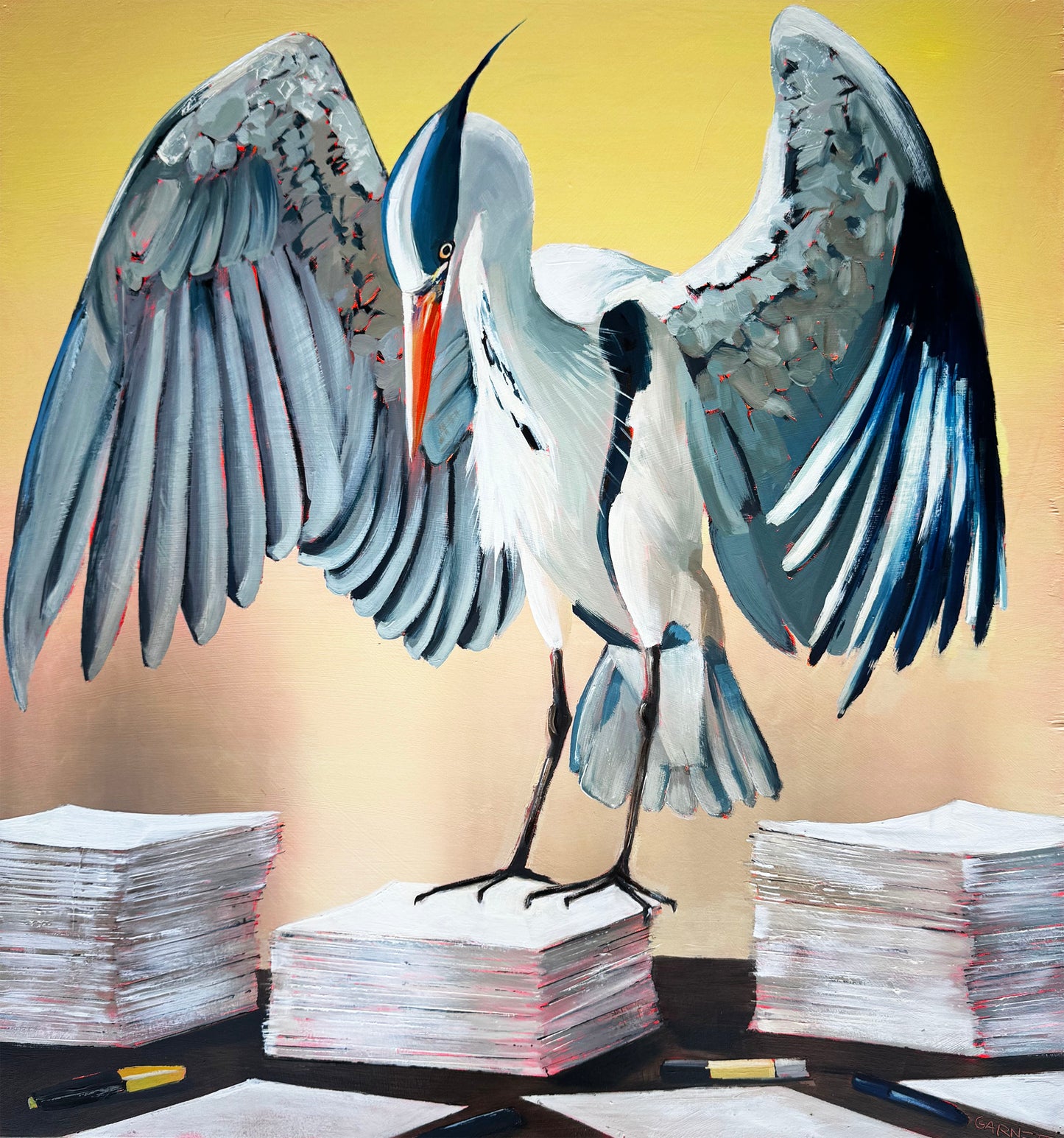 Dawns Heron (Painted Print)