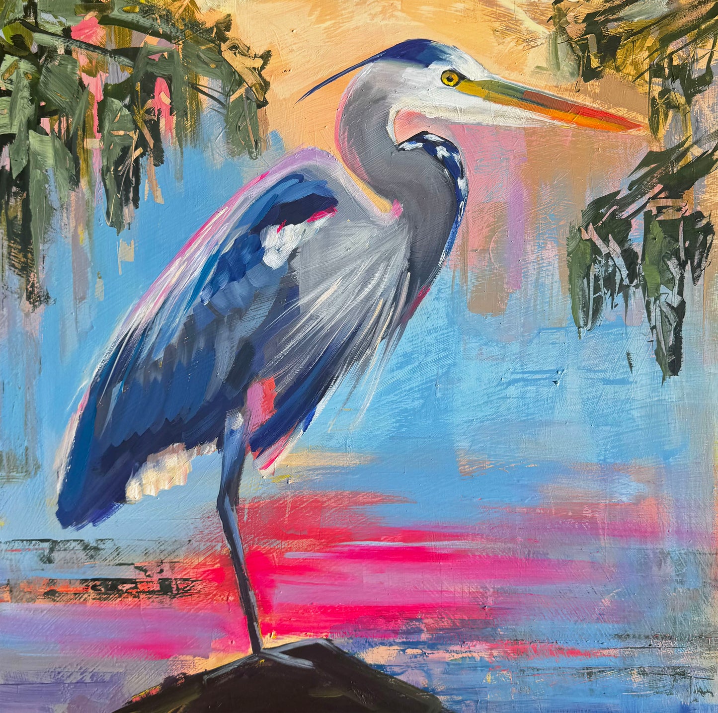 Waller Heron (Painted Print)