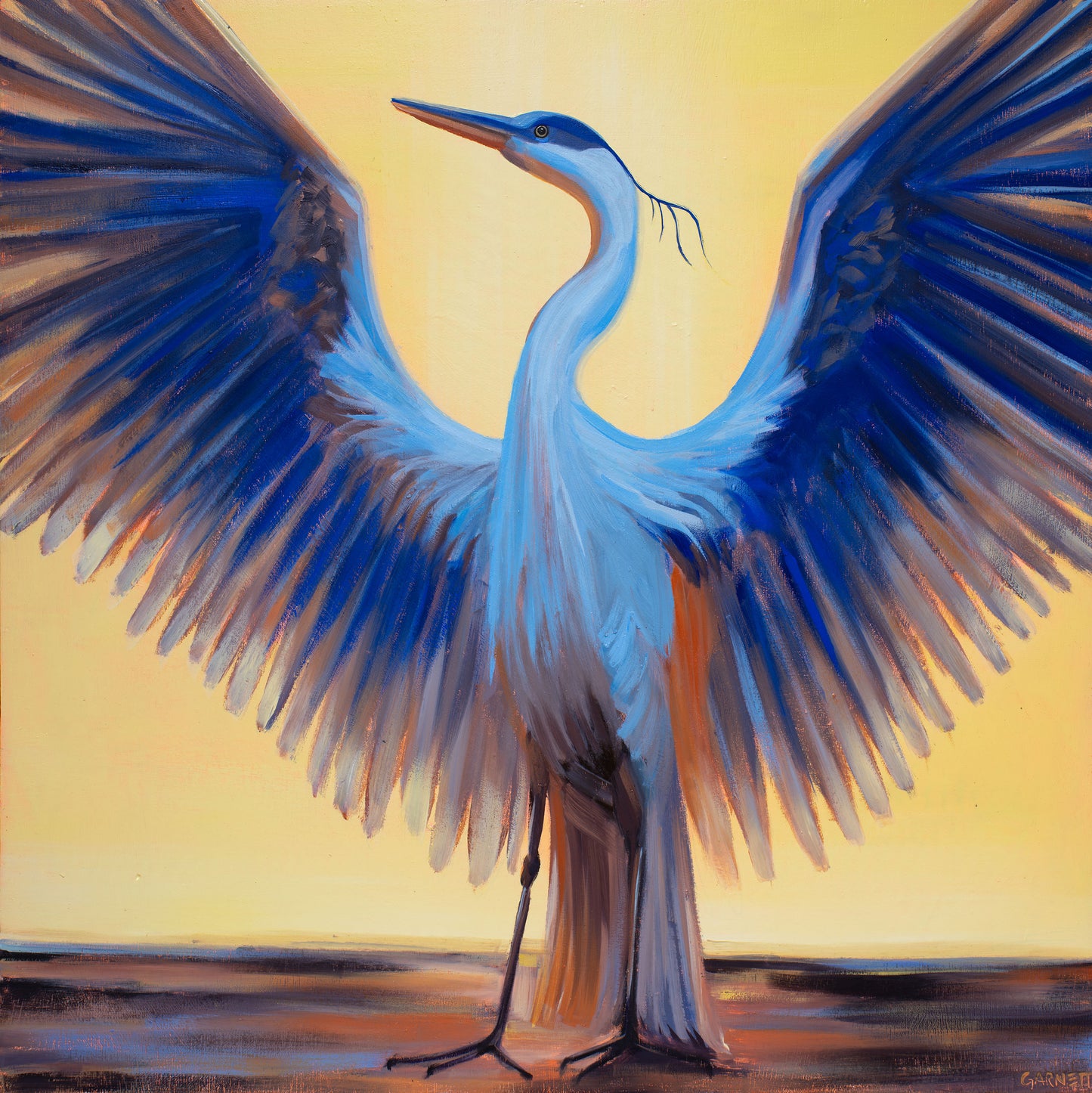 Michelle's Heron (painted print)