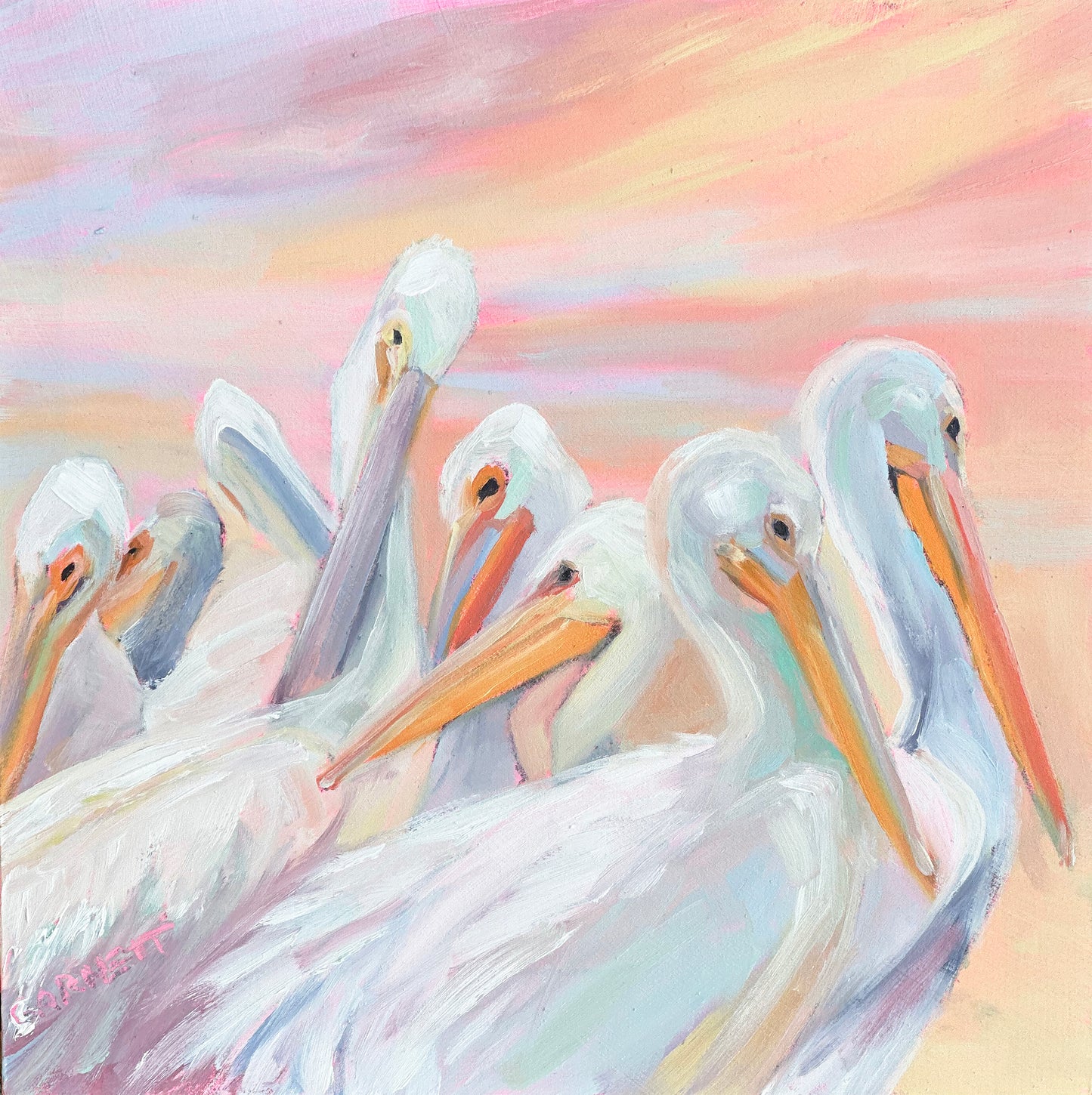 Pelicans (Painted Print)