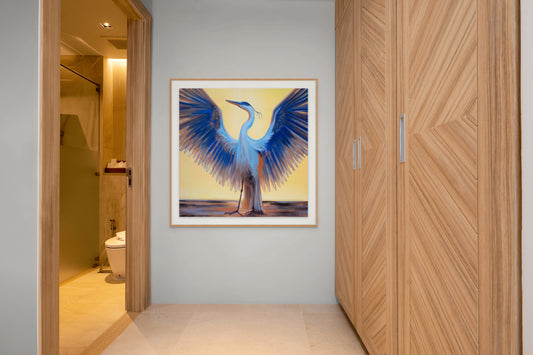 Michelle's Heron (painted print)